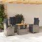 Preview: ARDEBO.de - 4-tlg. Garten-Essgruppe mit Kissen Grau Poly Rattan