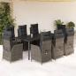 Preview: ARDEBO.de - 9-tlg. Garten-Essgruppe mit Kissen Grau Poly Rattan