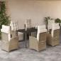 Preview: ARDEBO.de - 7-tlg. Garten-Essgruppe mit Kissen Beige Poly Rattan