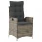 Preview: ARDEBO.de - 7-tlg. Garten-Essgruppe mit Kissen Grau Poly Rattan