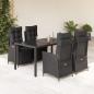 Preview: ARDEBO.de - 5-tlg. Garten-Essgruppe mit Kissen Schwarz Poly Rattan