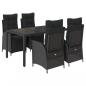 Preview: 5-tlg. Garten-Essgruppe mit Kissen Schwarz Poly Rattan