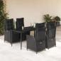 Preview: ARDEBO.de - 5-tlg. Garten-Essgruppe mit Kissen Schwarz Poly Rattan