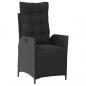 Preview: 3-tlg. Garten-Essgruppe mit Kissen Schwarz Poly Rattan