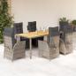 Preview: ARDEBO.de - 7-tlg. Garten-Essgruppe mit Kissen Grau Poly Rattan