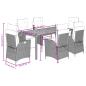 Preview: 7-tlg. Garten-Essgruppe mit Kissen Grau Poly Rattan