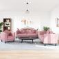 Preview: ARDEBO.de - 3-tlg. Sofagarnitur mit Kissen Rosa Samt