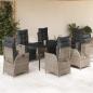 Preview: ARDEBO.de - 7-tlg. Garten-Essgruppe mit Kissen Grau Poly Rattan