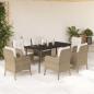Preview: ARDEBO.de - 7-tlg. Garten-Essgruppe mit Kissen Beige Poly Rattan
