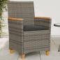 Preview: ARDEBO.de - Gartenstühle mit Kissen 2 Stk. Grau Poly Rattan Massivholz