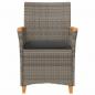 Preview: Gartenstühle mit Kissen 2 Stk. Grau Poly Rattan Massivholz