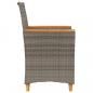 Preview: Gartenstühle mit Kissen 2 Stk. Grau Poly Rattan Massivholz