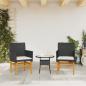 Preview: Gartenstühle mit Kissen 2 Stk. Schwarz Poly Rattan Massivholz