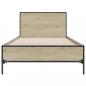 Preview: Bettgestell Sonoma-Eiche 90x190 cm Holzwerkstoff und Metall