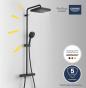 Preview: GROHE Vitalio Comfort 250 Duschsystem mit Thermostatbatterie, Wandmontage, Quickfix, mattschwarz (266962431)