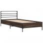 Preview: Bettgestell Braun Eichen-Optik 100x200 cm Holzwerkstoff Metall