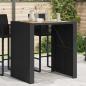 Preview: ARDEBO.de - Gartentisch mit Holzplatte Schwarz 105x80x110 cm Poly Rattan