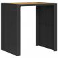 Preview: Gartentisch mit Holzplatte Schwarz 105x80x110 cm Poly Rattan