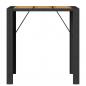 Preview: Gartentisch mit Holzplatte Schwarz 105x80x110 cm Poly Rattan