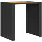Preview: Gartentisch mit Holzplatte Schwarz 105x80x110 cm Poly Rattan