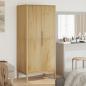 Preview: ARDEBO.de - Kleiderschrank FLORO Wachsbraun 77x53x171 cm Massivholz Kiefer