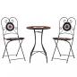 Preview: Mosaik-Bistro-Set Terrakottarot und Weiß Eisen und Keramik