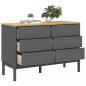 Preview: Kommode FLORO Grau Massivholz Kiefer