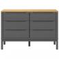Preview: Kommode FLORO Grau Massivholz Kiefer