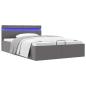 Preview: Bett mit Bettkasten Hydraulisch LED Grau Kunstleder 140x200 cm 