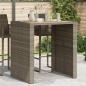 Preview: ARDEBO.de - Gartentisch mit Holzplatte Grau 105x80x110 cm Poly Rattan