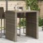 Preview: Gartentisch mit Holzplatte Grau 105x80x110 cm Poly Rattan