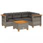 Preview: 5-tlg. Garten-Sofagarnitur mit Kissen Grau Poly Rattan