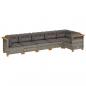 Preview: 6-tlg. Garten-Sofagarnitur mit Kissen Grau Poly Rattan