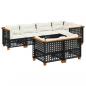 Preview: 7-tlg. Garten-Sofagarnitur mit Kissen Schwarz Poly Rattan