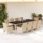 Preview: ARDEBO.de - 11-tlg. Garten-Essgruppe mit Kissen Beige Poly Rattan und Glas