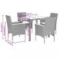 Preview: 5-tlg. Garten-Essgruppe mit Kissen Schwarz Poly Rattan und Glas