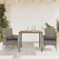 Preview: ARDEBO.de - 3-tlg. Garten-Essgruppe mit Kissen Grau Poly Rattan Akazie
