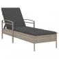 Preview: Sonnenliege mit Auflage Hellgrau 63x200x81 cm Poly Rattan