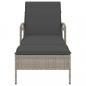 Preview: Sonnenliege mit Auflage Hellgrau 63x200x81 cm Poly Rattan