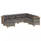 Preview: 7-tlg. Garten-Sofagarnitur mit Kissen Grau Poly Rattan