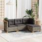 Preview: ARDEBO.de - 4-tlg. Garten-Sofagarnitur mit Kissen Grau Poly Rattan