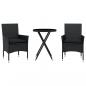 Preview: 3-tlg. Bistro-Set mit Kissen Schwarz Poly Rattan und Glas