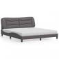 Preview: ARDEBO.de - Bett mit Matratze Grau 180x200 cm Kunstleder