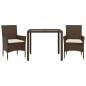 Preview: 3-tlg. Garten-Essgruppe mit Kissen Braun Poly Rattan Glas