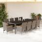 Preview: ARDEBO.de - 11-tlg. Garten-Essgruppe mit Kissen Grau Poly Rattan Glas