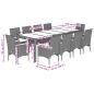 Preview: 11-tlg. Garten-Essgruppe mit Kissen Grau Poly Rattan Glas