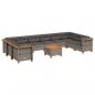 Preview: 11-tlg. Garten-Sofagarnitur mit Kissen Grau Poly Rattan