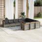 Preview: ARDEBO.de - 10-tlg. Garten-Sofagarnitur mit Kissen Grau Poly Rattan