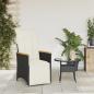 Preview: Gartensessel Verstellbar mit Kissen Schwarz Poly Rattan