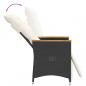 Preview: Gartensessel Verstellbar mit Kissen Schwarz Poly Rattan